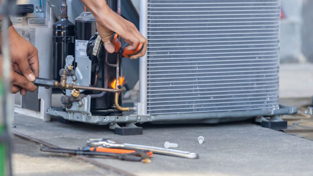 HVAC system being repaired