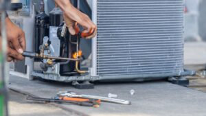 HVAC system being repaired